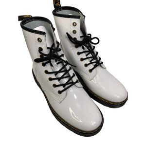 Dr Martens Zavala White Patent Leather Lace-Up Boots Men’s 9 Lady 10 Unisex New